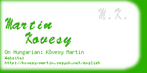 martin kovesy business card