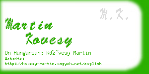 martin kovesy business card